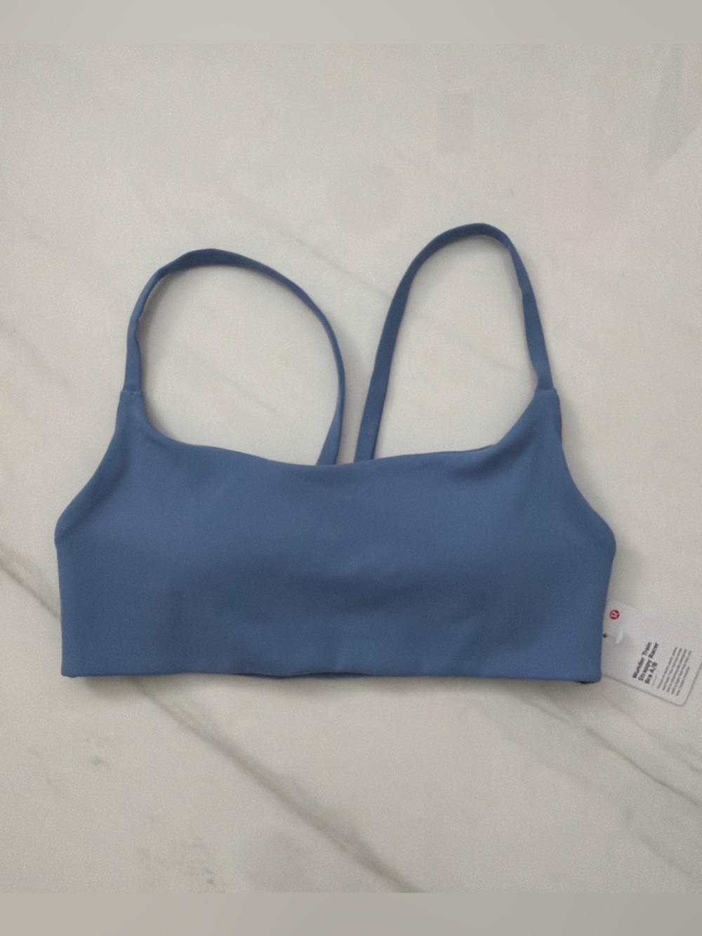 New With Tags Lululemon Wunder Train Strappy Racer Bra A/B Size 6 Prep Blue